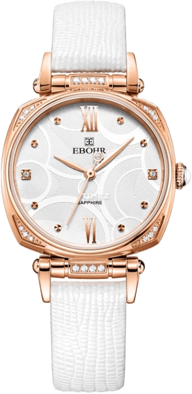 Ebohr,Kana 28mm,28mm,Stainless Steel,White,Quartz,Sapphire,Crystal Glass,Cushion,17070225