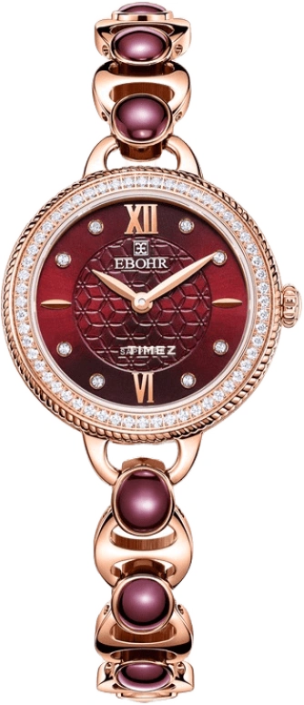 Ebohr,Kana 28mm,28mm,Stainless Steel,Wine Red,Quartz,Sapphire,Crystal Glass,Round,18043629