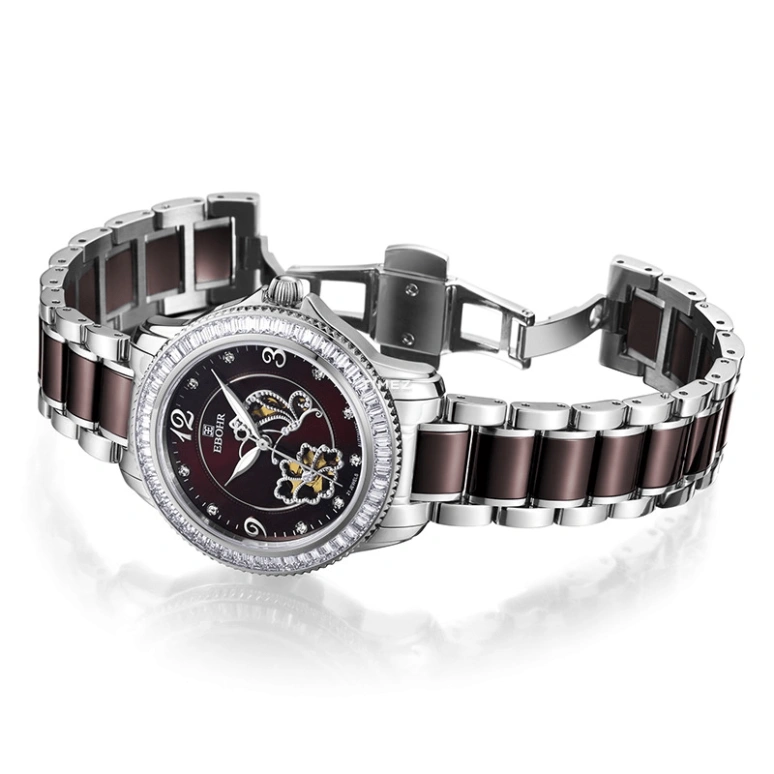 Ebohr,Butterfly 35.50mm,35.50mm,Stainless Steel,Wine Red,Automatic,Sapphire,Crystal Glass,Round,10880128