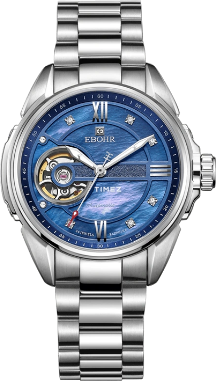 Ebohr,Explorer 37.10mm,37.10mm,Stainless Steel,Blue,Automatic,Sapphire,Crystal Glass,Round,17020121