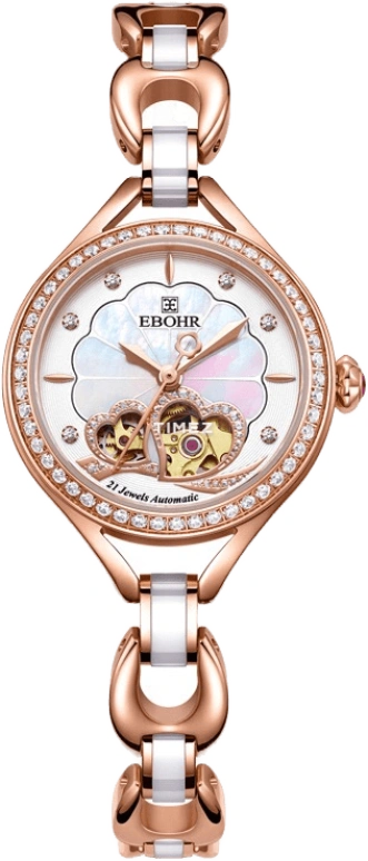 Ebohr,Kana 26.80mm,26.80mm,Rose Gold,Silver White,Automatic,Sapphire,Crystal Glass,Round,18071126