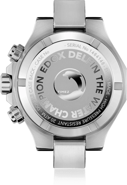 EDOX,Delfin The Original 43mm,43mm,Stainless Steel,Blue,Quartz,Chronograph,Day,10113,10113-3M-BUIN