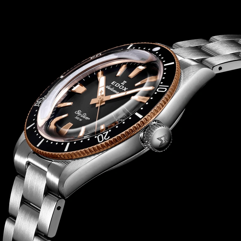 EDOX,Skydiver 42mm,42mm,Stainless Steel,Black,Automatic,Day,41hours,80126,80126-357RNM-NIRB