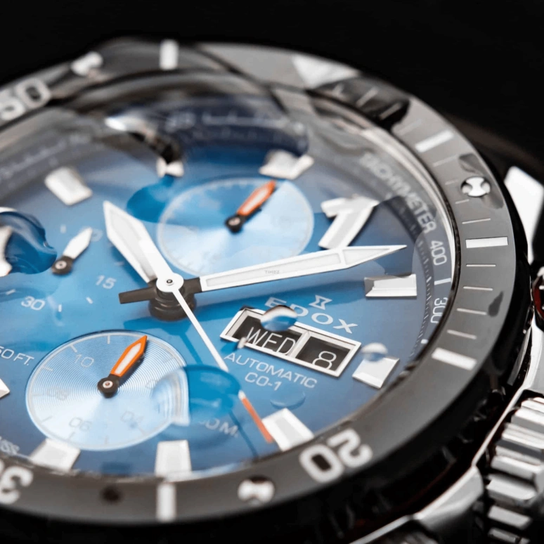 EDOX,CO-1 45mm,45mm,Stainless Steel,Blue,Automatic,Chronograph,Date,Day,01128,01128-3NOCA-BUIDN