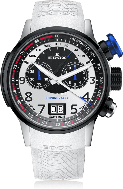 EDOX,Chronorally 48mm,48mm,Titanium,Silver,Black,Quartz,Chronograph,Date,Big Date,Retrograde,Sapphire,Round,38001,38001-TINNBU-BN
