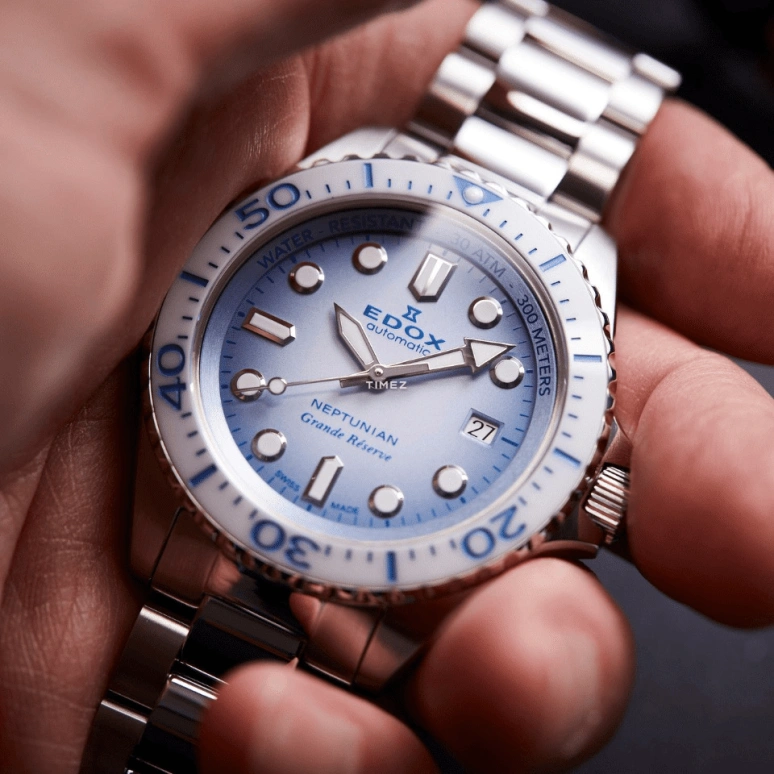 EDOX,Neptunian 42mm,42mm,Stainless Steel,Blue,Automatic,Day,68hours,80801,80801-3BBUM-BUCDN