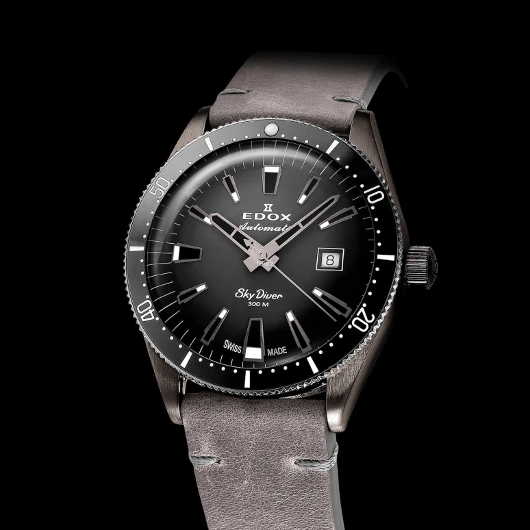 EDOX,Skydiver 42mm,42mm,Stainless Steel,Grey,Automatic,Day,41hours,80126,80126-3VIN-GDN