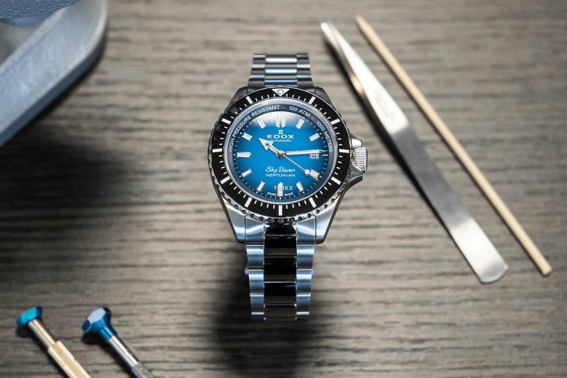 EDOX,Neptunian 44mm,44mm,Stainless Steel,Blue,Automatic,Day,41hours,80120,80120-3NM-BUIDN