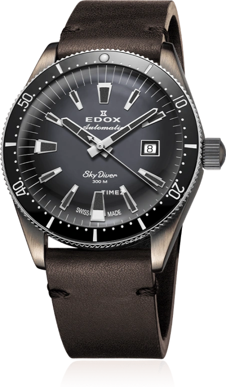 EDOX,Skydiver 42mm,42mm,Stainless Steel,Grey,Automatic,Day,41hours,80126,80126-3VIN-GDN