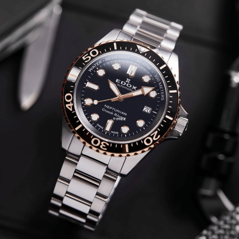 EDOX,Neptunian 42mm,42mm,Stainless Steel,Black,Automatic,Day,68hours,80801,80801-3NRM-NIR