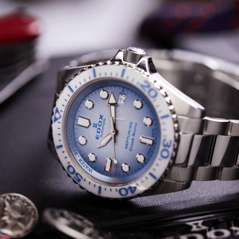 EDOX,Neptunian 42mm,42mm,Stainless Steel,Blue,Automatic,Day,68hours,80801,80801-3BBUM-BUCDN
