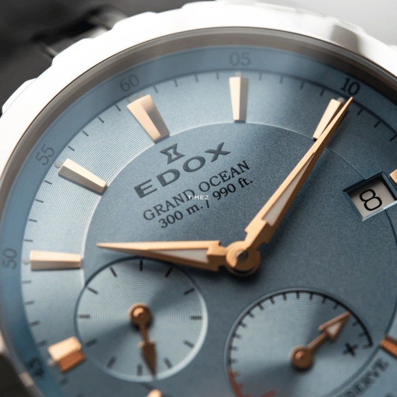 EDOX,Grand Ocean 40mm,40mm,Stainless Steel,Blue,Automatic,Day,Power Reserve Indicator,94500,94500-3CA-BUCR