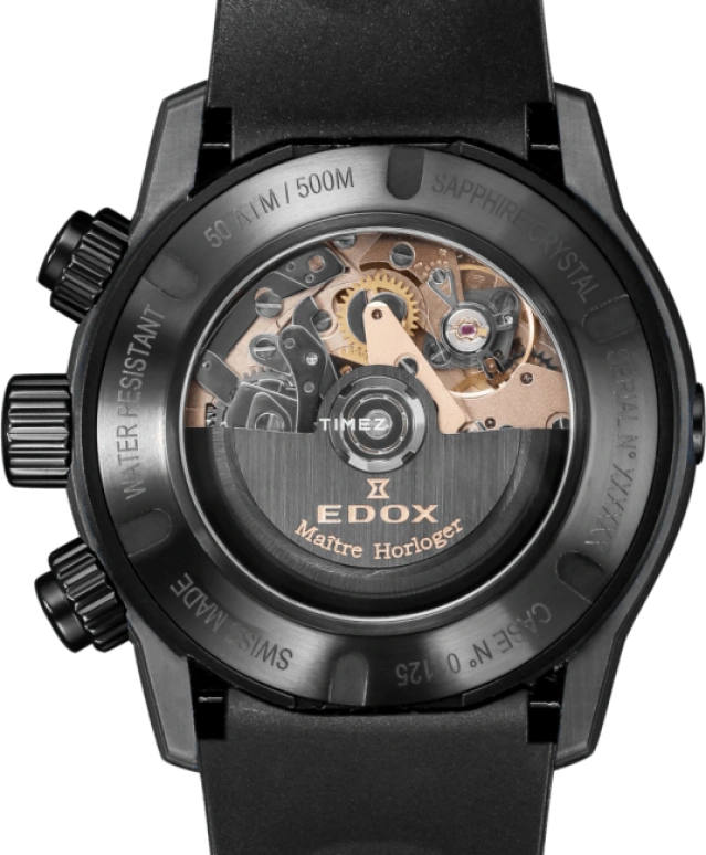 EDOX,CO-1 45mm,45mm,Carbon,Black,Automatic,Chronograph,Date,Day,01125,01125-CCN-NR
