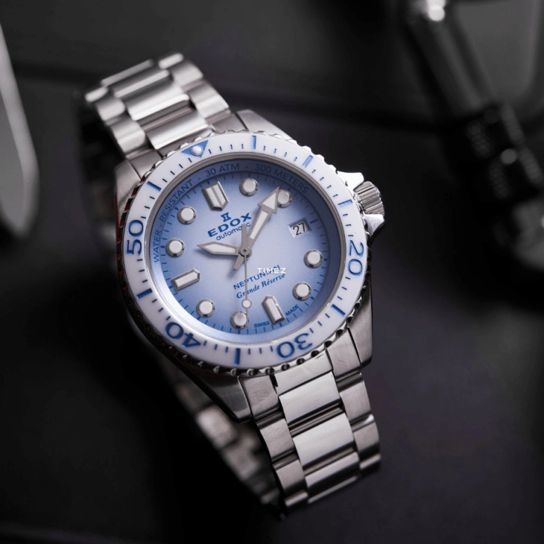 EDOX,Neptunian 42mm,42mm,Stainless Steel,Blue,Automatic,Day,68hours,80801,80801-3BBUM-BUCDN