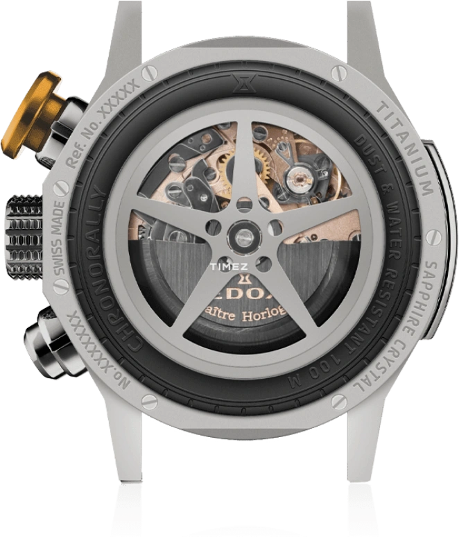 EDOX,Chronorally 45mm,45mm,Titanium,Blue,Black,Automatic,Chronograph,Day,01129,01129-TTNJCN-BUNJ