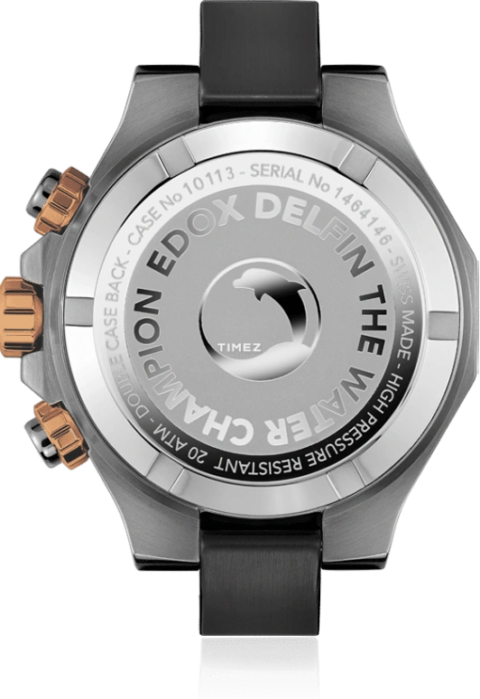 EDOX,Delfin The Original 43mm,43mm,Stainless Steel,Pink Red,Quartz,Chronograph,Day,10112,10112-357GRNCA-BRNR