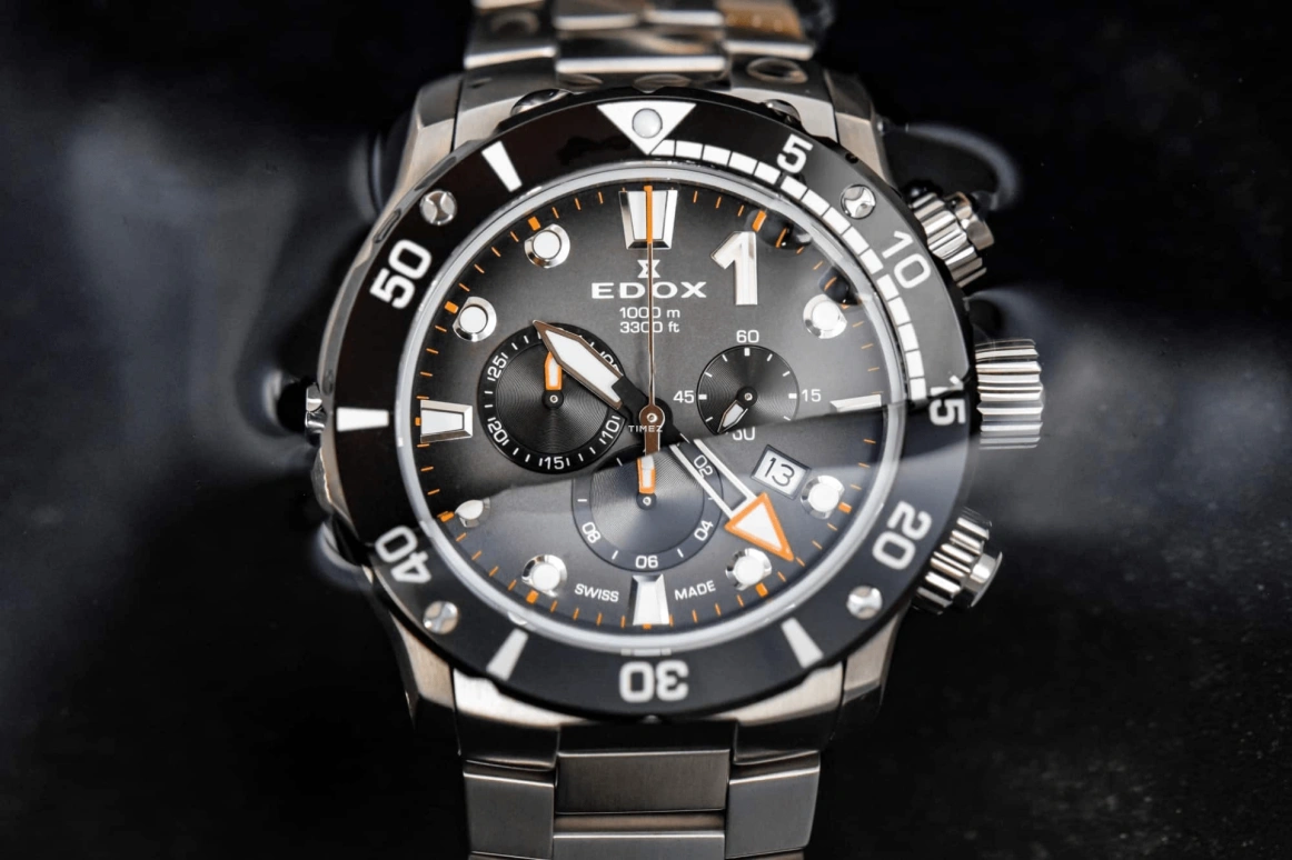 EDOX,CO-1 45mm,45mm,Titanium,Black,Quartz,Chronograph,Day,10242,10242-TINM-GIDNO