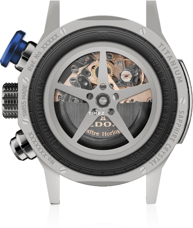 EDOX,Chronorally 45mm,45mm,Titanium,Blue,Automatic,Chronograph,Day,01129,01129-TBUCBR-BUBR