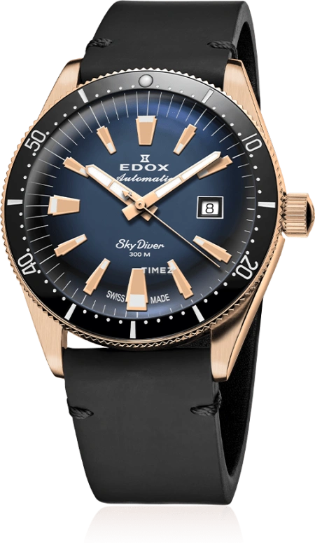 EDOX,Skydiver 42mm,42mm,Bronze,Blue,Automatic,Day,41hours,80126,80126-BRN-BUIDR