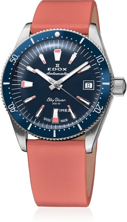 EDOX,Skydiver 38mm,38mm,Stainless Steel,Blue,Automatic,Day,41hours,80131,80131-3BUC-BUICO