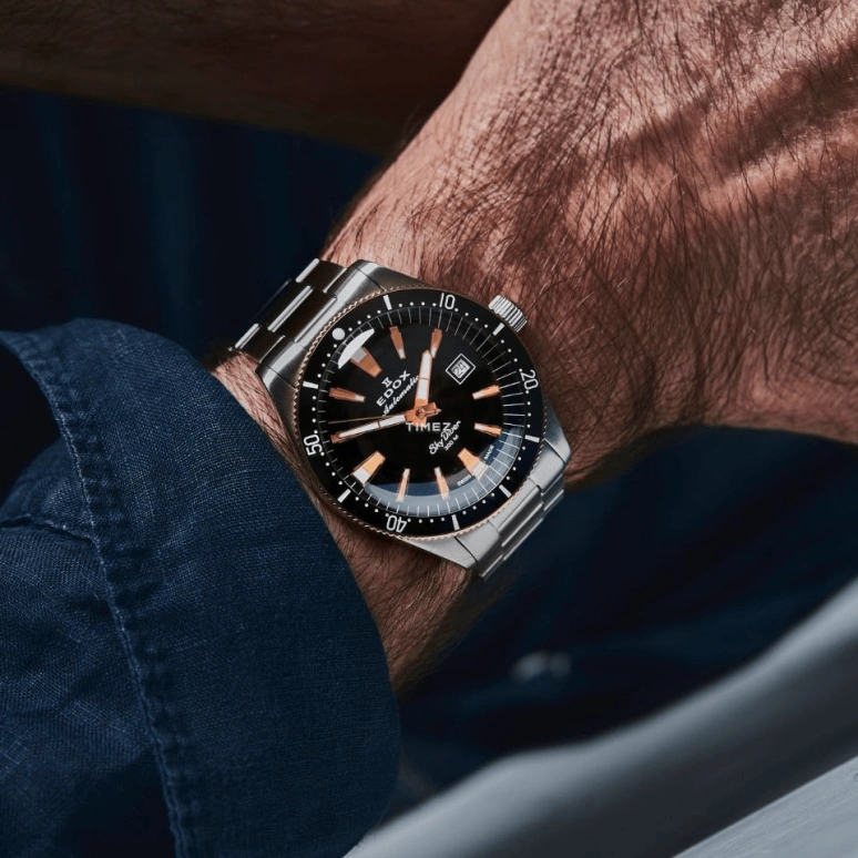 EDOX,Skydiver 42mm,42mm,Bronze,Blue,Automatic,Day,41hours,80126,80126-BRN-BUIDR