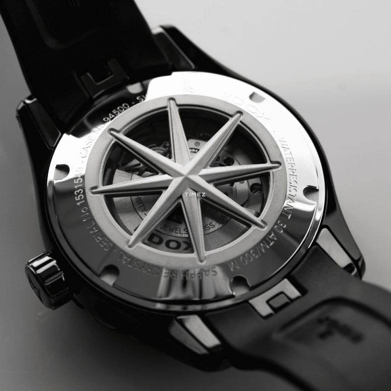 EDOX,Grand Ocean 40mm,40mm,Stainless Steel,Black,Automatic,Day,Power Reserve Indicator,94500,94500-357GNCA-NIR
