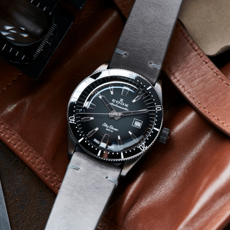 EDOX,Skydiver 42mm,42mm,Stainless Steel,Grey,Automatic,Day,41hours,80126,80126-3VIN-GDN