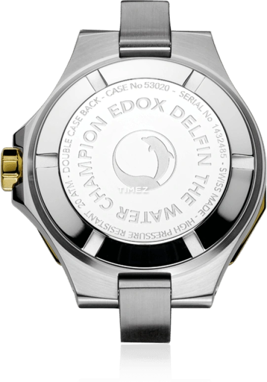 EDOX,Delfin The Original 38mm,38mm,Stainless Steel,Silver,Quartz,Day,Sapphire,53020,53020-357JM-NADD