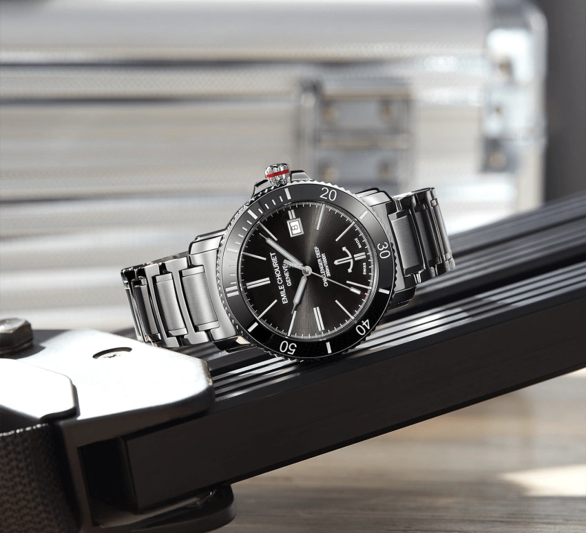 Emile Chouriet,CHALLENGER 42.50mm,42.50mm,Stainless Steel,Black,Automatic,Day,Sapphire,Crystal Glass,08,08.1169.G.6.AW.58.6