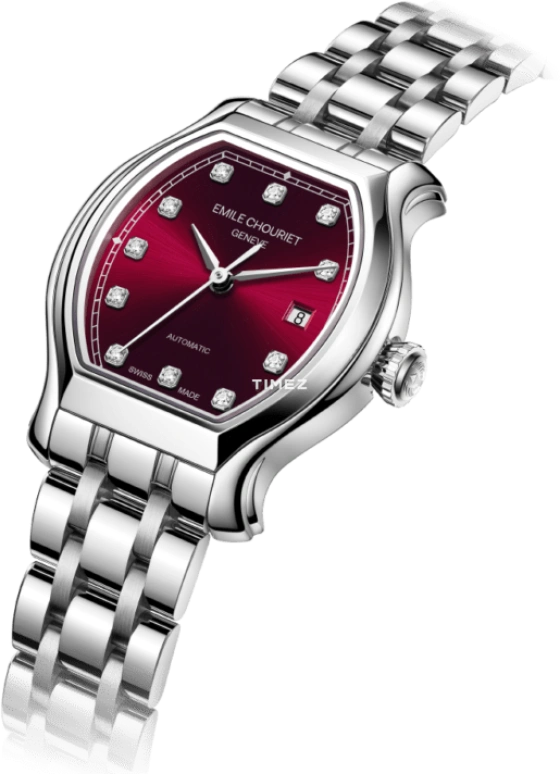 Emile Chouriet,CONTEMPORARY LUXURY 27mm,27mm,Stainless Steel,Red,Automatic,Day,Sapphire,Crystal Glass,19,19.1136.L.6.6.17.6