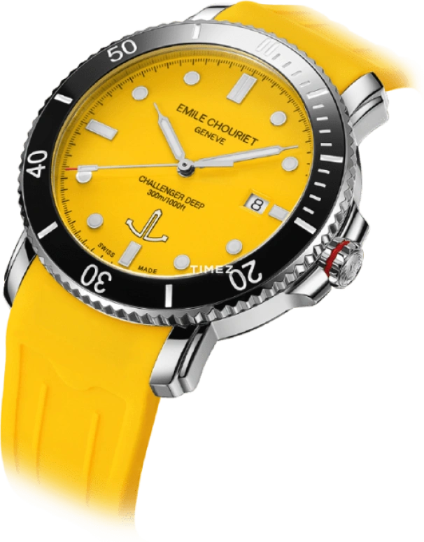 Emile Chouriet,CHALLENGER 42.50mm,42.50mm,Stainless Steel,Yellow,Automatic,Day,Sapphire,Crystal Glass,08,08.1169.G.6.AW.33.8