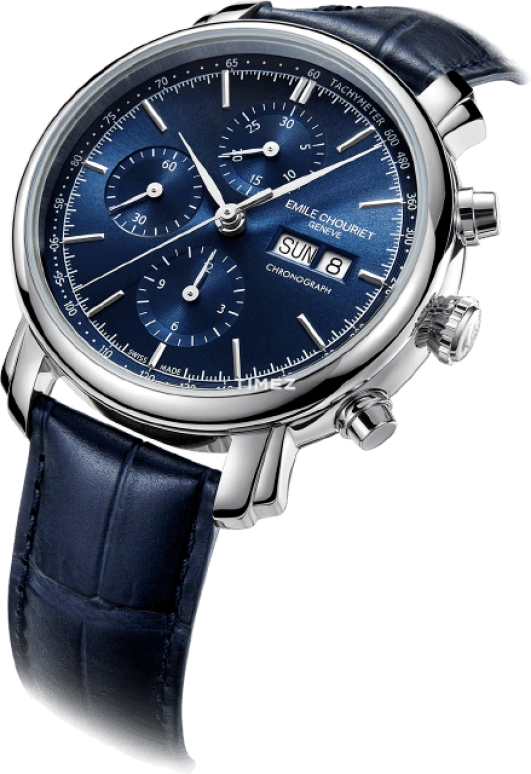 Emile Chouriet,LAC LÉMAN 42mm,42mm,Stainless Steel,Blue,Automatic,Chronograph,Date,Day,22,22.1168.G42.6.6.98.2