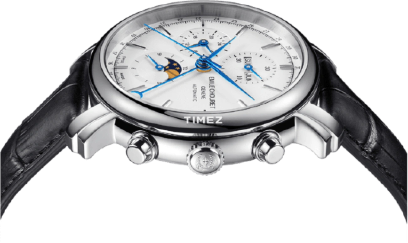 Emile Chouriet,LAC LÉMAN 42mm,42mm,Stainless Steel,White,Automatic,Chronograph,Moonphase,Month,Date,Sapphire,Crystal Glass,Round,23,23.1168.G42.6.6.28.2