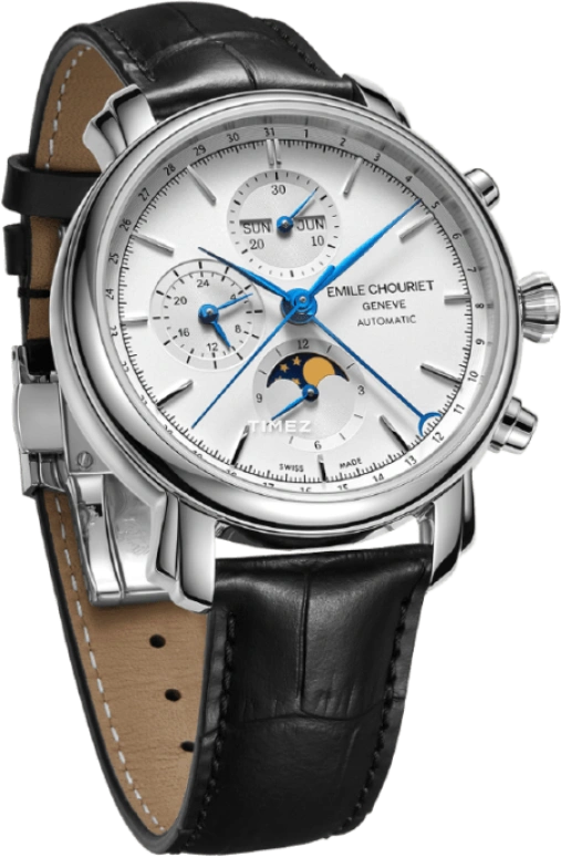 Emile Chouriet,LAC LÉMAN 42mm,42mm,Stainless Steel,White,Automatic,Chronograph,Moonphase,Month,Date,Sapphire,Crystal Glass,Round,23,23.1168.G42.6.6.28.2