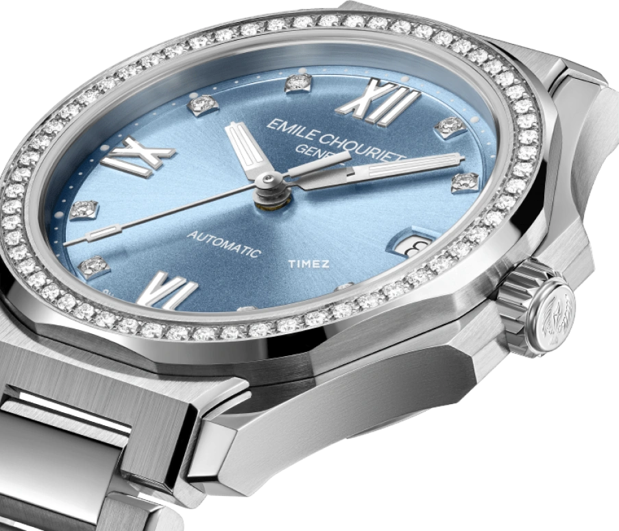 Emile Chouriet,CHALLENGER 33mm,33mm,Stainless Steel,Blue,Automatic,Day,Sapphire,Crystal Glass,01,01.1172.L.6.D.96.6