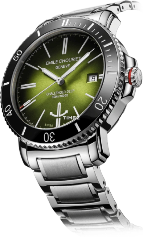 Emile Chouriet,CHALLENGER 42.50mm,42.50mm,Stainless Steel,Green,Automatic,Day,Sapphire,Crystal Glass,08,08.1169.G.6.AW.E8.6