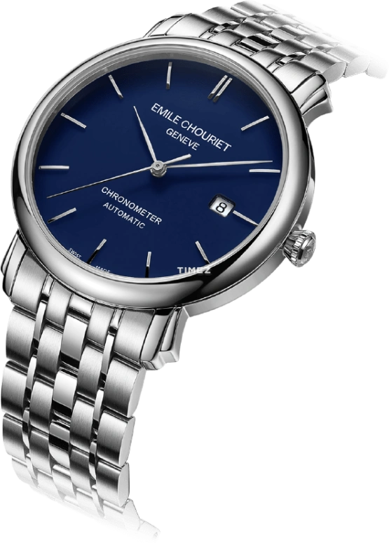 Emile Chouriet,LAC LÉMAN 40mm,40mm,Stainless Steel,Blue,Automatic,Day,Sapphire,Crystal Glass,00,00.1168.G40.6.6.98.6