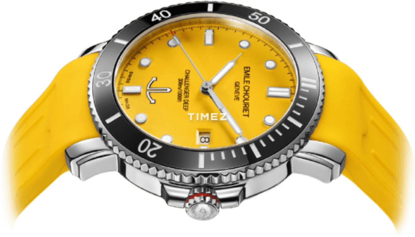 Emile Chouriet,CHALLENGER 42.50mm,42.50mm,Stainless Steel,Yellow,Automatic,Day,Sapphire,Crystal Glass,08,08.1169.G.6.AW.33.8