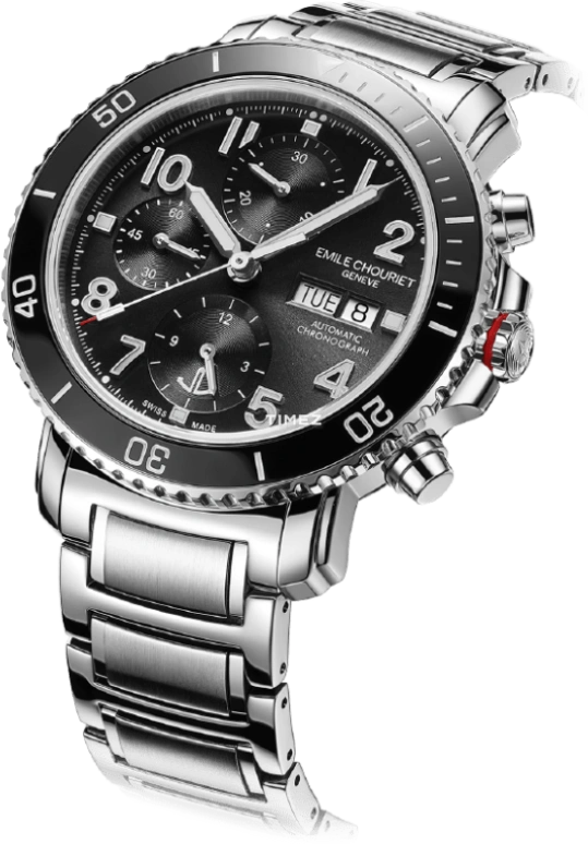 Emile Chouriet,CHALLENGER 43.50mm,43.50mm,Stainless Steel,Black,Automatic,Chronograph,Date,Day,22,22.1169.G.6.AW.59.6