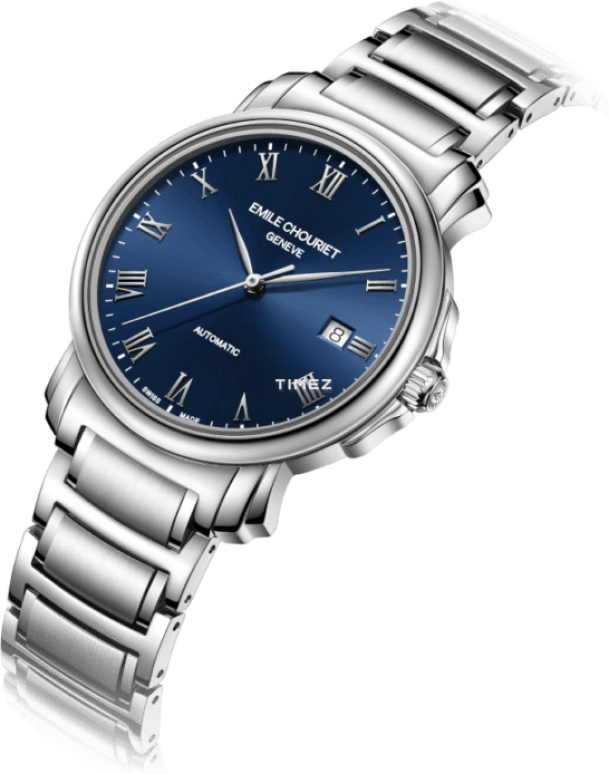 Emile Chouriet,LAC LÉMAN 39mm,39mm,Stainless Steel,Blue,Automatic,Day,Sapphire,Crystal Glass,08,08.1168.G39.6.8.95.6