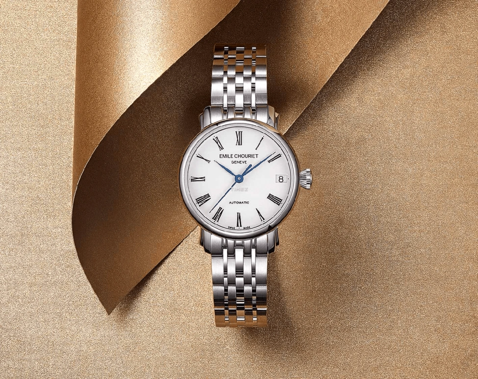 Emile Chouriet,LAC LÉMAN 30mm,30mm,Stainless Steel,White,Automatic,Day,Sapphire,Crystal Glass,01,01.1168.L30.6.6.25.6