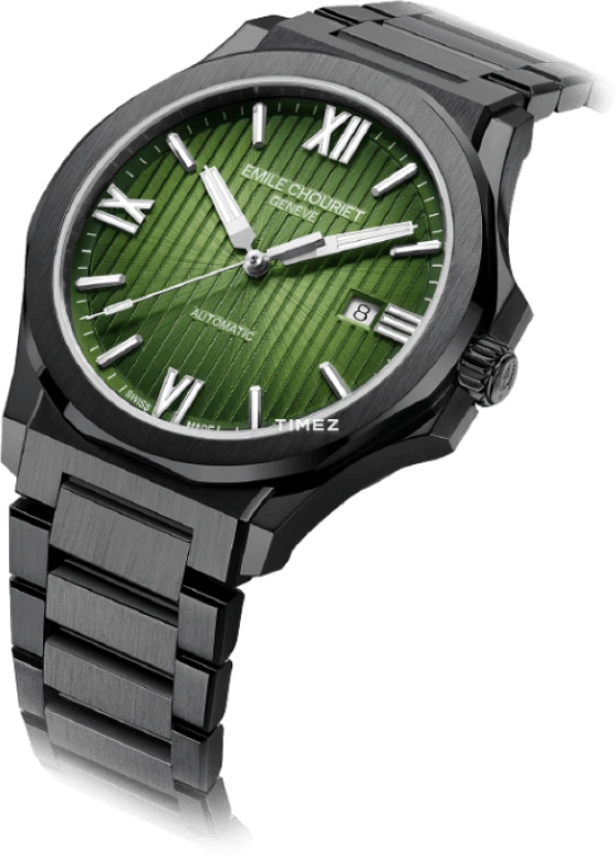 Emile Chouriet,CHALLENGER 41mm,41mm,Stainless Steel,Green,Automatic,Day,Sapphire,Crystal Glass,08,08.1172.GHHE8.H