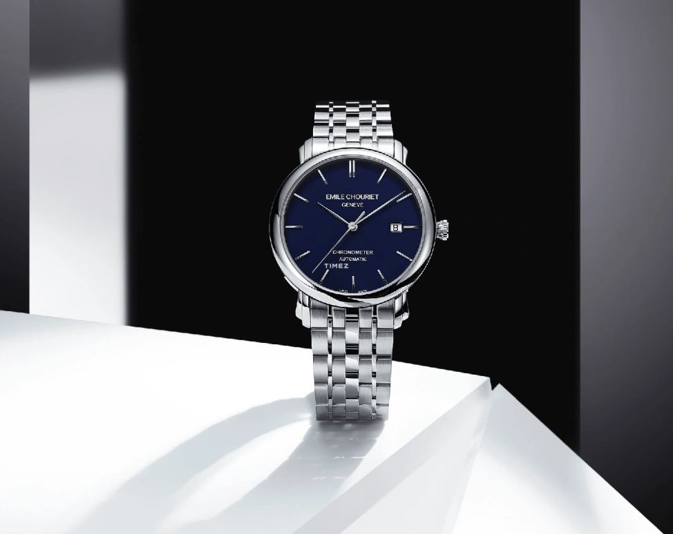 Emile Chouriet,LAC LÉMAN 40mm,40mm,Stainless Steel,Blue,Automatic,Day,Sapphire,Crystal Glass,00,00.1168.G40.6.6.98.6