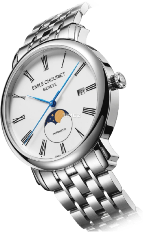 Emile Chouriet,LAC LÉMAN 40mm,40mm,Stainless Steel,White,Automatic,Moonphase,Day,25,25.1168.G40.6.6.25.6