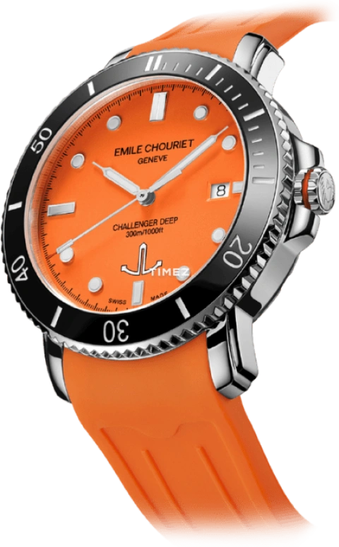 Emile Chouriet,CHALLENGER 42.50mm,42.50mm,Stainless Steel,Orange,Automatic,Day,Sapphire,Crystal Glass,08,08.1169.G.6.AW.F3.8