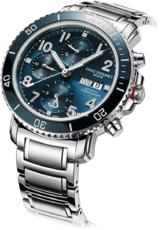 Emile Chouriet,CHALLENGER 43.50mm,43.50mm,Stainless Steel,Blue,Automatic,Chronograph,Date,Day,22,22.1169.G.6.AW.99.6