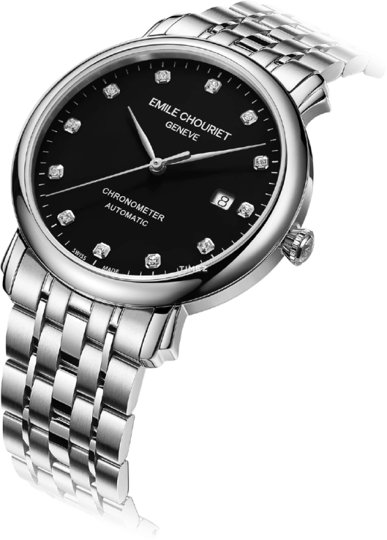 Emile Chouriet,LAC LÉMAN 40mm,40mm,Stainless Steel,Black,Automatic,Day,Sapphire,Crystal Glass,00,00.1168.G40.6.6.57.6