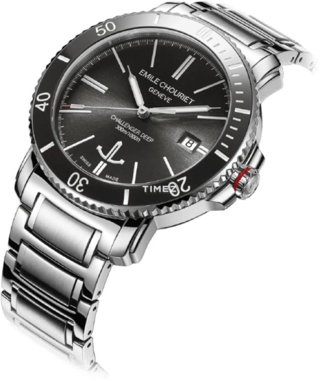 Emile Chouriet,CHALLENGER 42.50mm,42.50mm,Stainless Steel,Black,Automatic,Day,Sapphire,Crystal Glass,08,08.1169.G.6.AW.58.6