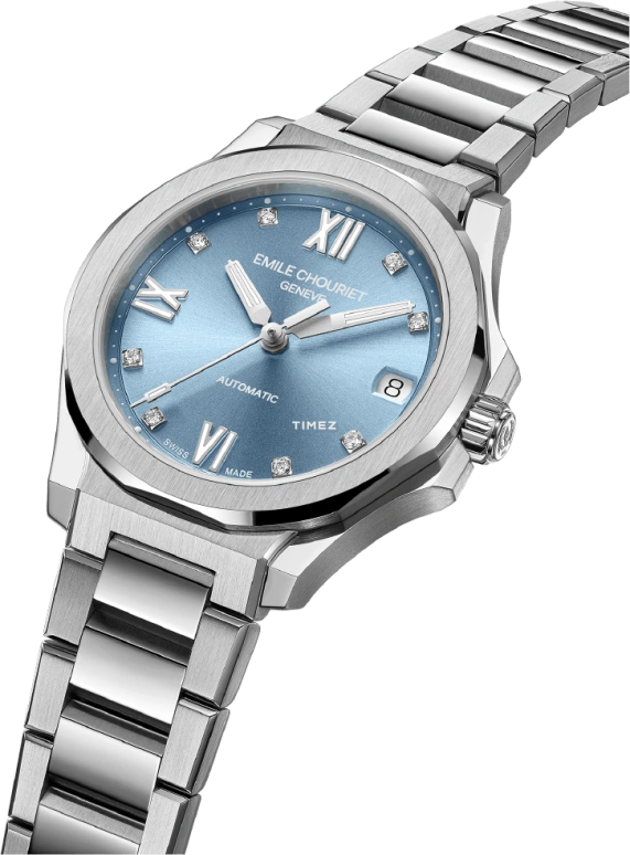 Emile Chouriet,CHALLENGER 33mm,33mm,Stainless Steel,Blue,Automatic,Day,Sapphire,Crystal Glass,01,01.1172.L.6.6.96.6