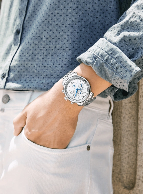 Emile Chouriet,LAC LÉMAN 42mm,42mm,Stainless Steel,White,Automatic,Chronograph,Date,Day,22,22.1168.G42.6.6.28.6